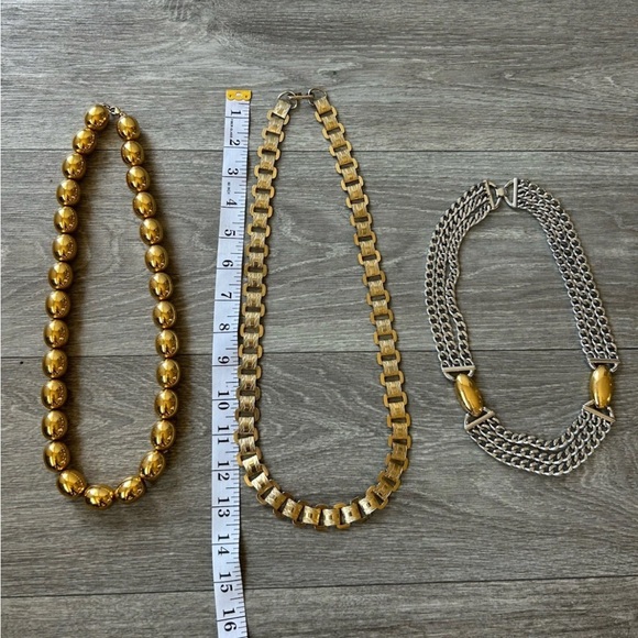 Lot Of 3 VTG Monet & Napier Silver & Gold Tone Chunky Statement Necklaces Signed - Picture 9 of 14